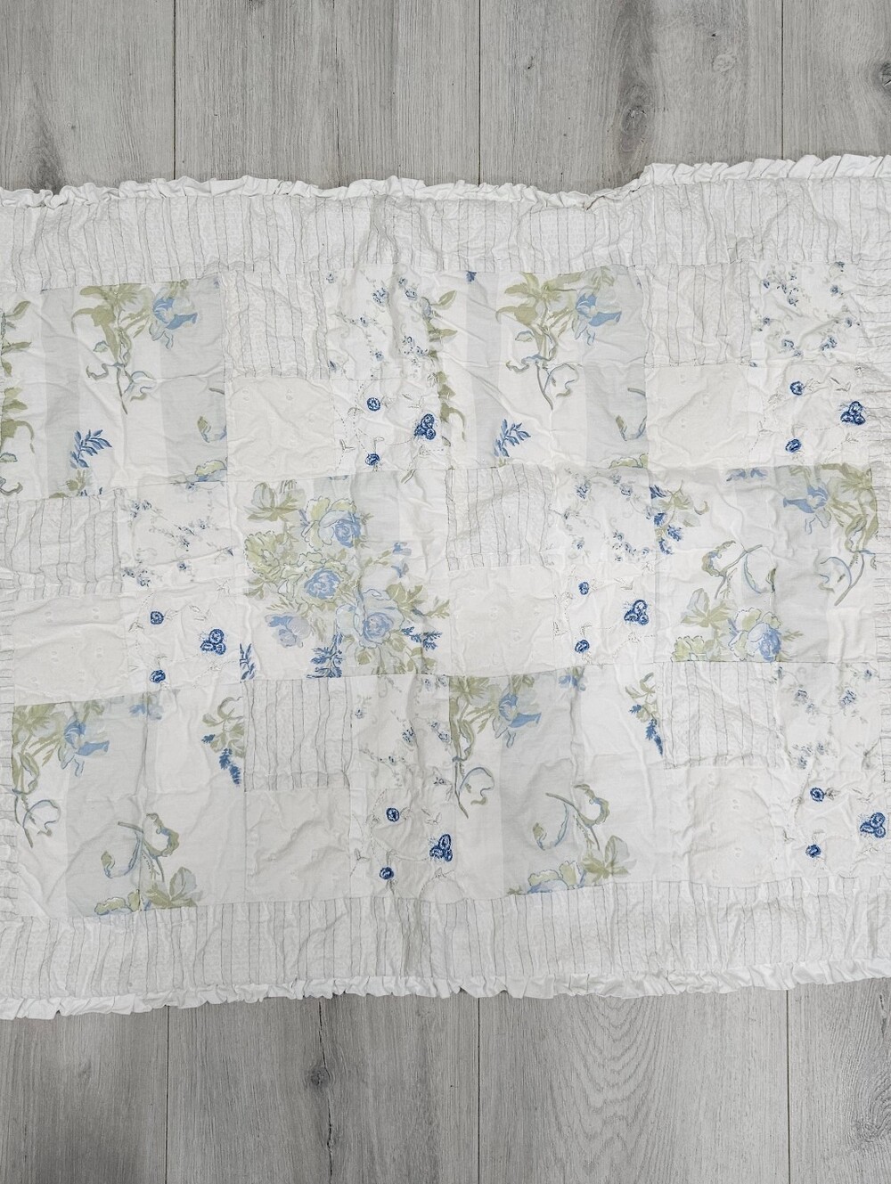 Simply Shabby Chic British Rose Blue Floral Patchwork Quilted STD Pillow Shams 2 - Picture 4 of 15